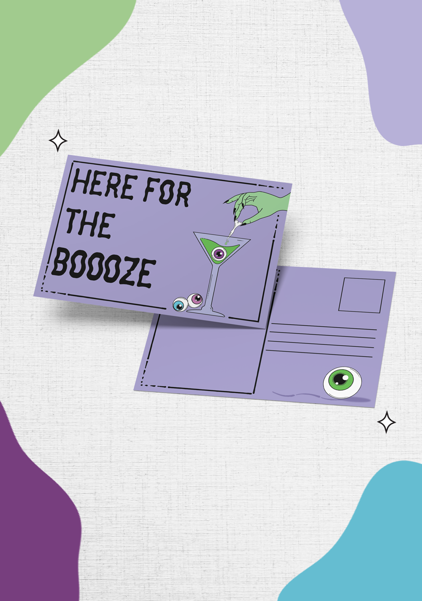 Here For The Boooze Postcard