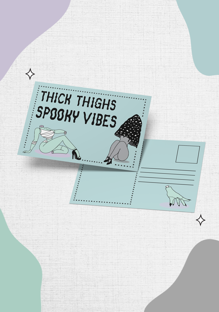 Thick Thighs, Spooky Vibes Postcard